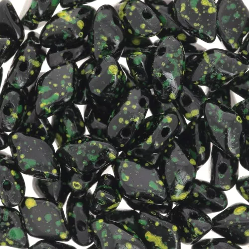 Perline in vetro Gemduo 2 fori 8x5 mm Jet Discolored Green x10g