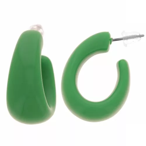 Orecchini a cerchio larghi 27 mm in resina opaca - Verde abete x2
