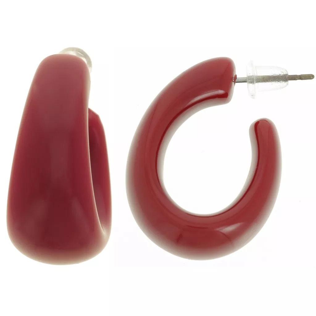 Orecchini A Cerchio Scanalati In Acciaio Inossidabile Con Smalto Rosso – Unisex, Moda Punk Rock, 13 Mm - 2