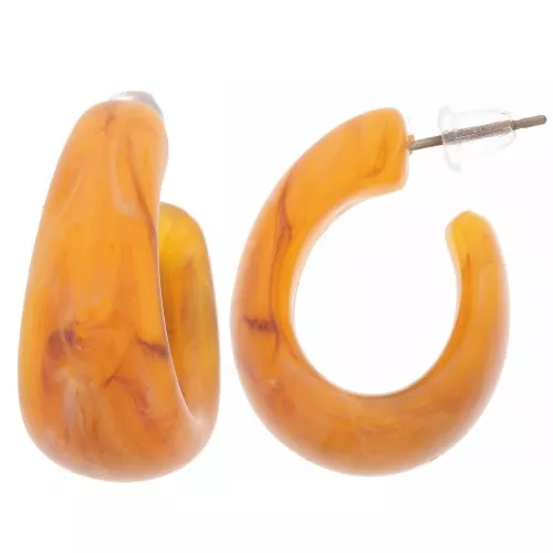Orecchini a cerchio larghi 27 mm in resina traslucida - Apricot Marble x2