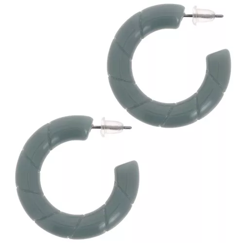 Orecchini a cerchio ritorto 31 mm in resina opaca - Celadon x2