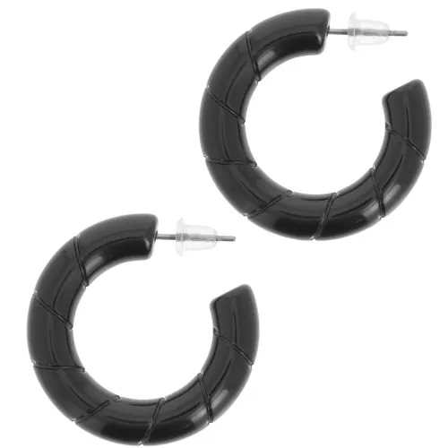 Orecchini a cerchio ritorto da 31 mm in resina opaca - Nero x2