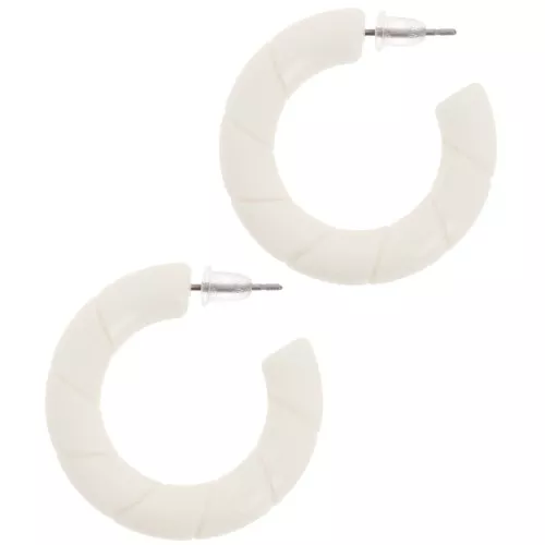 Orecchini a cerchio ritorto 31 mm in resina opaca - Ecrù x2