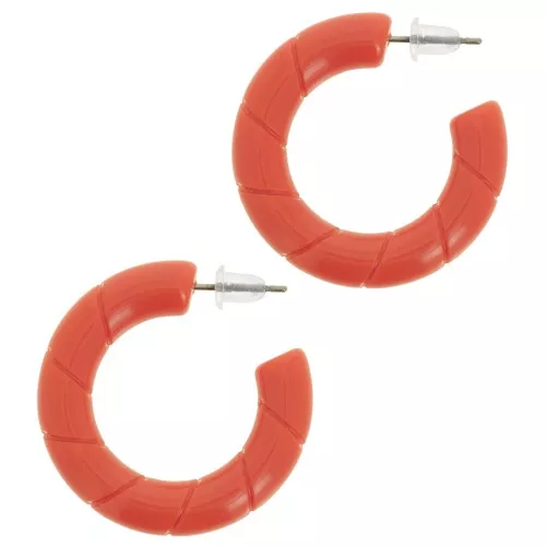 Orecchini a cerchio ritorto 31 mm in resina opaca - Terracotta x2