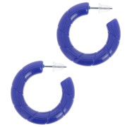 Orecchini a cerchio ritorto 31 mm in resina opaca - Blu scuro x2|raw }}