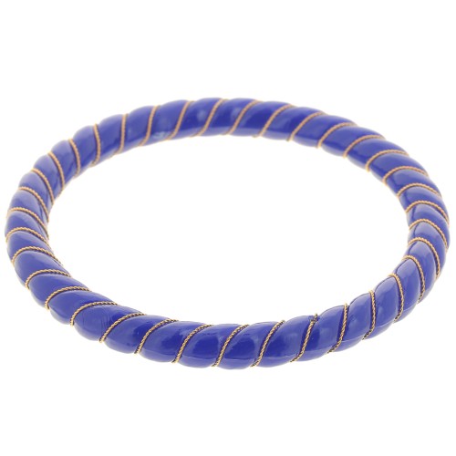 Bracciale in resina opaca con filo dorato 64 mm - Blu scuro x1