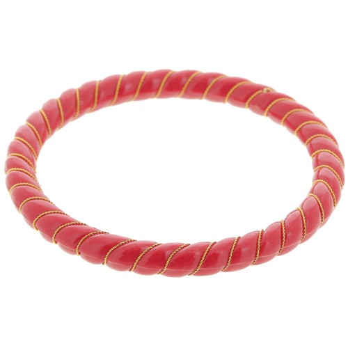 Bracciale in resina opaca con filo dorato 64 mm - Rosso scuro x1