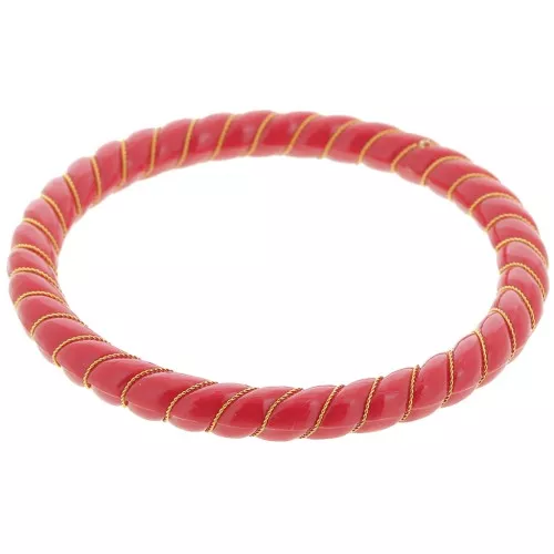 Bracciale in resina opaca con filo dorato 64 mm - Rosso scuro x1