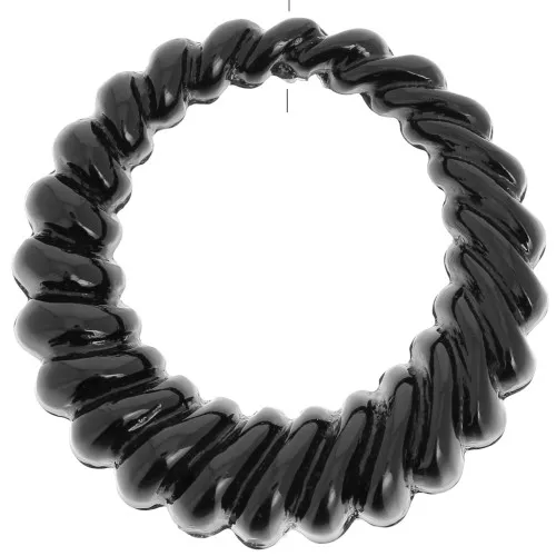 Pendente rotondo cavo ritorto in resina opaca da 29 mm - Nero x1