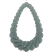 Pendente goccia ritorta 36x24,5 mm in resina opaca - Celadon x1
