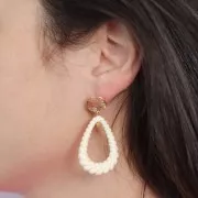 Pendente goccia ritorta 36x24,5 mm in resina opaca - Ecru x1