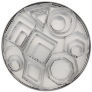 Set di 24 stampi in acciaio inox per modellare - Geometrico|raw }}