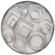 Set di 24 stampi in acciaio inox per modellare - Geometrico