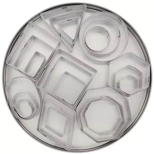 Set di 24 stampi in acciaio inox per modellare - Geometrico