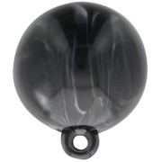 Cabochon rotondo in resina opaca 15 mm con anello chiuso - Nero marmorizzato - Bianco x1