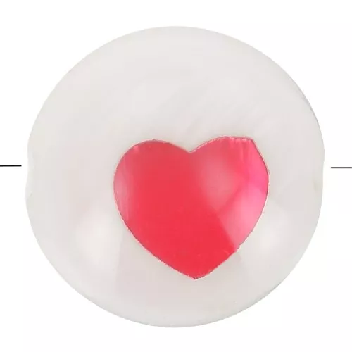 Perla rotonda di madreperla 8 mm - Cuore - Naturale - Rosso x1