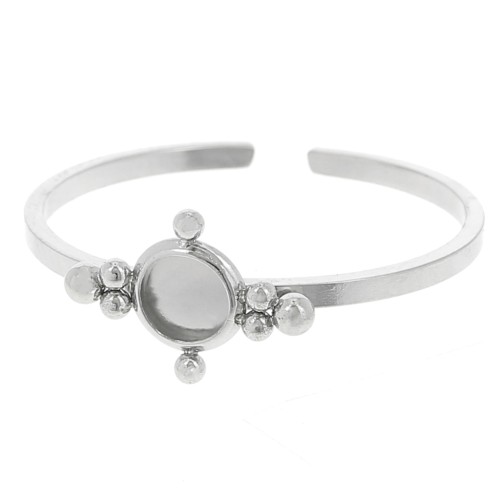 Anello sottile regolabile da T59 a T64 con perno da 4 mm e sfere piccole - Acciaio inox 304