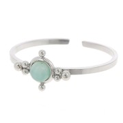 Anello sottile regolabile da T59 a T64 con perno da 4 mm e sfere piccole - Acciaio inox 304