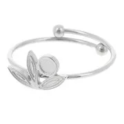 Anello sottile regolabile da T.53 a T.58 con motivo a fiore e cabochon 3 mm - Acciaio inossidabile 316L x1