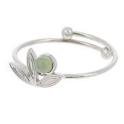 Anello sottile regolabile da T.53 a T.58 con motivo a fiore e cabochon 3 mm - Acciaio inossidabile 316L x1