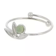 Anello sottile regolabile da T.53 a T.58 con motivo a fiore e cabochon 3 mm - Acciaio inossidabile 316L x1