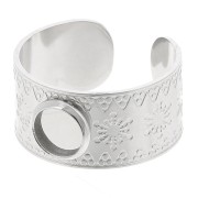 Anello largo regolabile da T.51 a T.58 - Cabochon da 6 mm - Acciaio inossidabile 316L