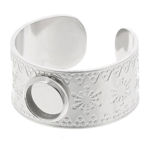 Anello largo regolabile da T.51 a T.58 - Cabochon da 6 mm - Acciaio inossidabile 316L