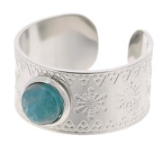 Anello largo regolabile da T.51 a T.58 - Cabochon da 6 mm - Acciaio inossidabile 316L