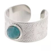 Anello largo regolabile da T.51 a T.58 - Cabochon da 6 mm - Acciaio inossidabile 316L