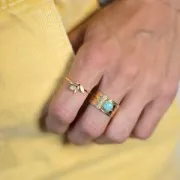 Anello largo regolabile da T.51 a T.58 - Cabochon da 6 mm - Acciaio inossidabile 316L