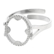 Anello ovale regolabile - motivo mezzo sole - cabochon piatto 10x8 mm - acciaio inossidabile 316L|raw }}