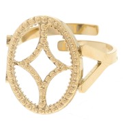 Anello ovale regolabile design - cabochon piatto 14x10mm Acciaio 316L dorato