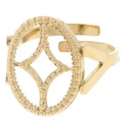 Anello ovale regolabile design - cabochon piatto 14x10mm Acciaio 316L dorato