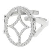 Anello ovale regolabile - motivo design - cabochon piatto 14x10 mm - Acciaio inossidabile 316L