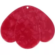 Pendenti 3 petali 36x45 mm in acetato - Rosso Pearl x1