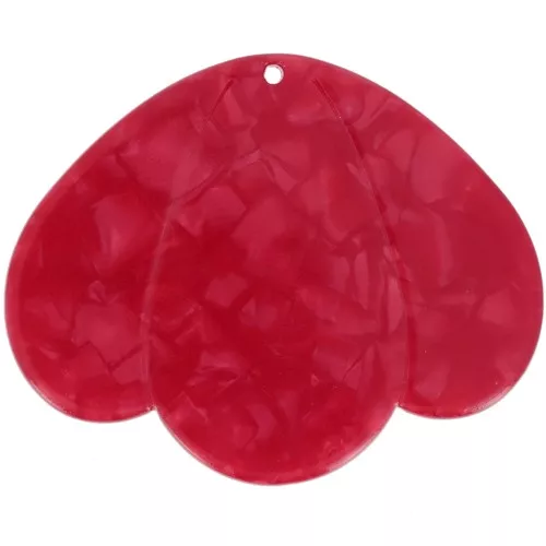 Pendenti 3 petali 36x45 mm in acetato - Rosso Pearl x1