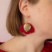 Pendenti 3 petali 36x45 mm in acetato - Rosso Pearl x1