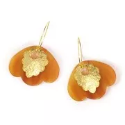 Pendenti 3 petali 36x45 mm in acetato trasparente - Marmo Fauve x1