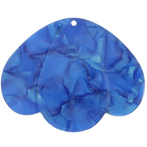 Pendenti 3 petali 36x45 mm in acetato trasparente - Royal Blue Pearl x1