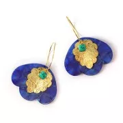 Pendenti 3 petali 36x45 mm in acetato trasparente - Royal Blue Pearl x1