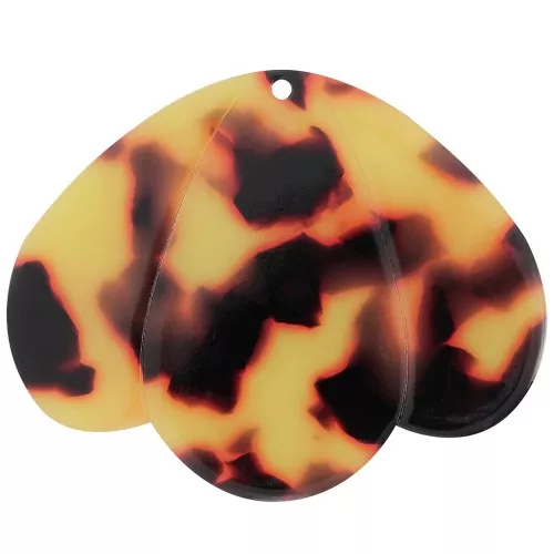 Pendenti 3 petali 36x45 mm in acetato - Tartaruga - Marrone - Nero x1