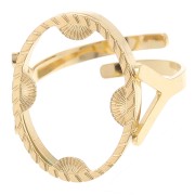 Anello ovale regolabile mezzo sole cabochon piatto 18x13mm Acciaio inox316L dorato|raw }}