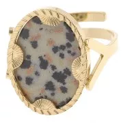 Anello ovale regolabile mezzo sole cabochon piatto 18x13mm Acciaio inox316L dorato