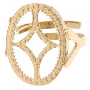 Anello ovale regolabile - cabochon piatto 18x13 mm Acciaio ino316L dorato