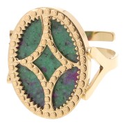 Anello ovale regolabile - cabochon piatto 18x13 mm Acciaio ino316L dorato