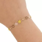 Catena di fiori 6 mm in resina epossidica - Giallo - Marrone - Oro x50cm