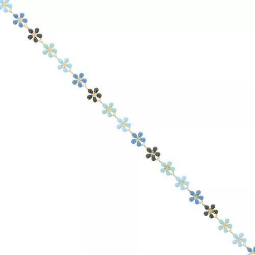 Catena di fiori 6 mm in resina epossidica - Blu - Nero - Oro x 50cm