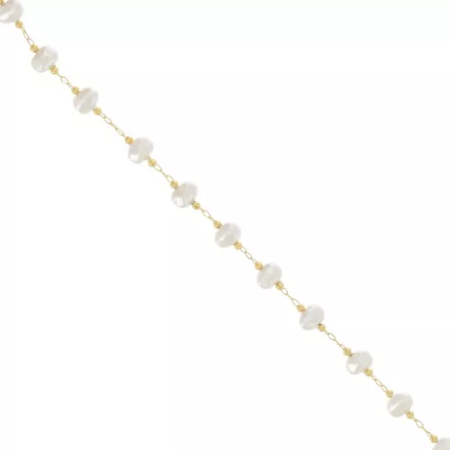 Catena di perline 7 mm - Perle d'acqua dolce irregolari - Oro x50cm