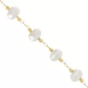 Catena di perline 7 mm - Perle d'acqua dolce irregolari - Oro x50cm