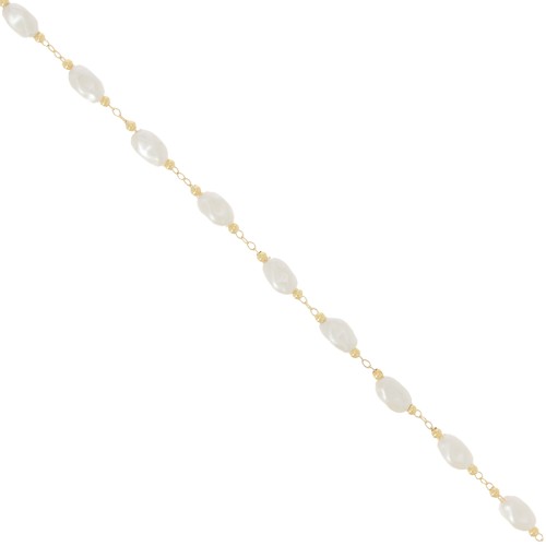 Catena di perline 5 mm - Perle d'acqua dolce irregolari - Oro x50cm